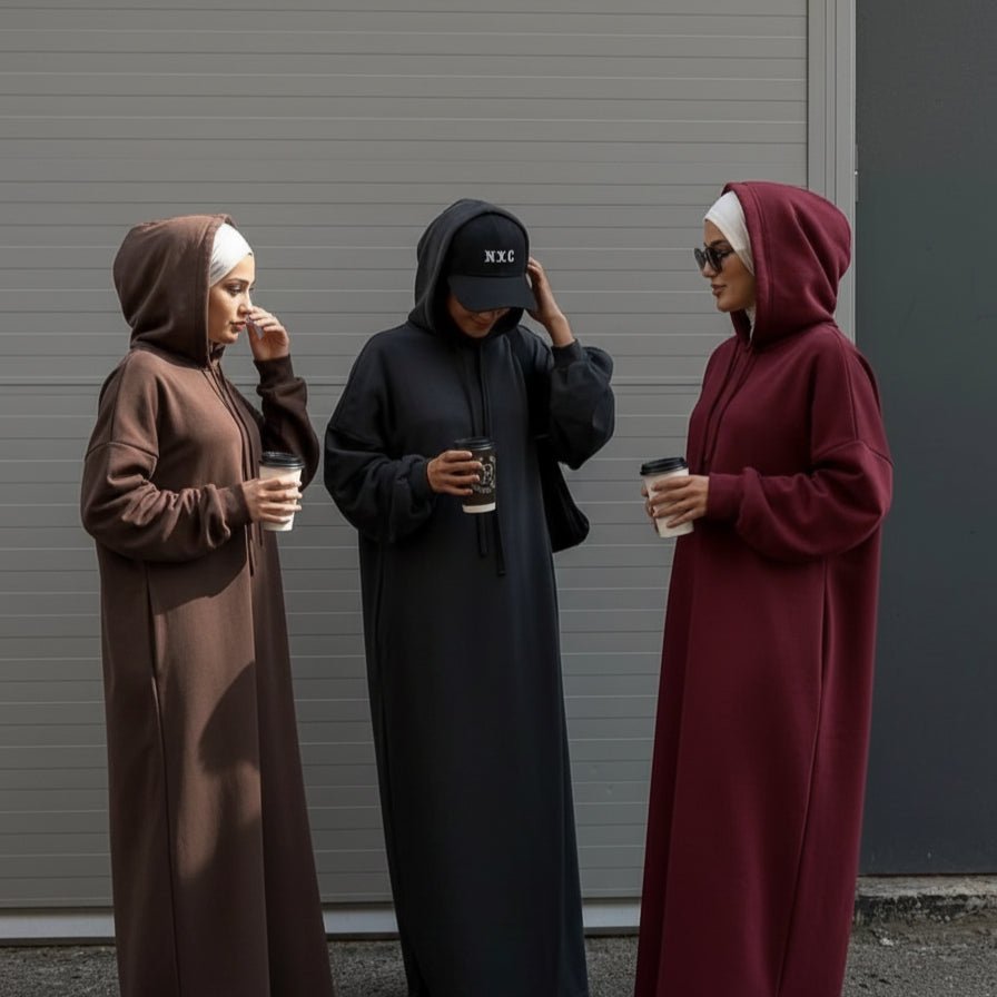 Mariam's Collection French Terry Hoodie Abaya With Pockets  (MA340) — detail shot 7