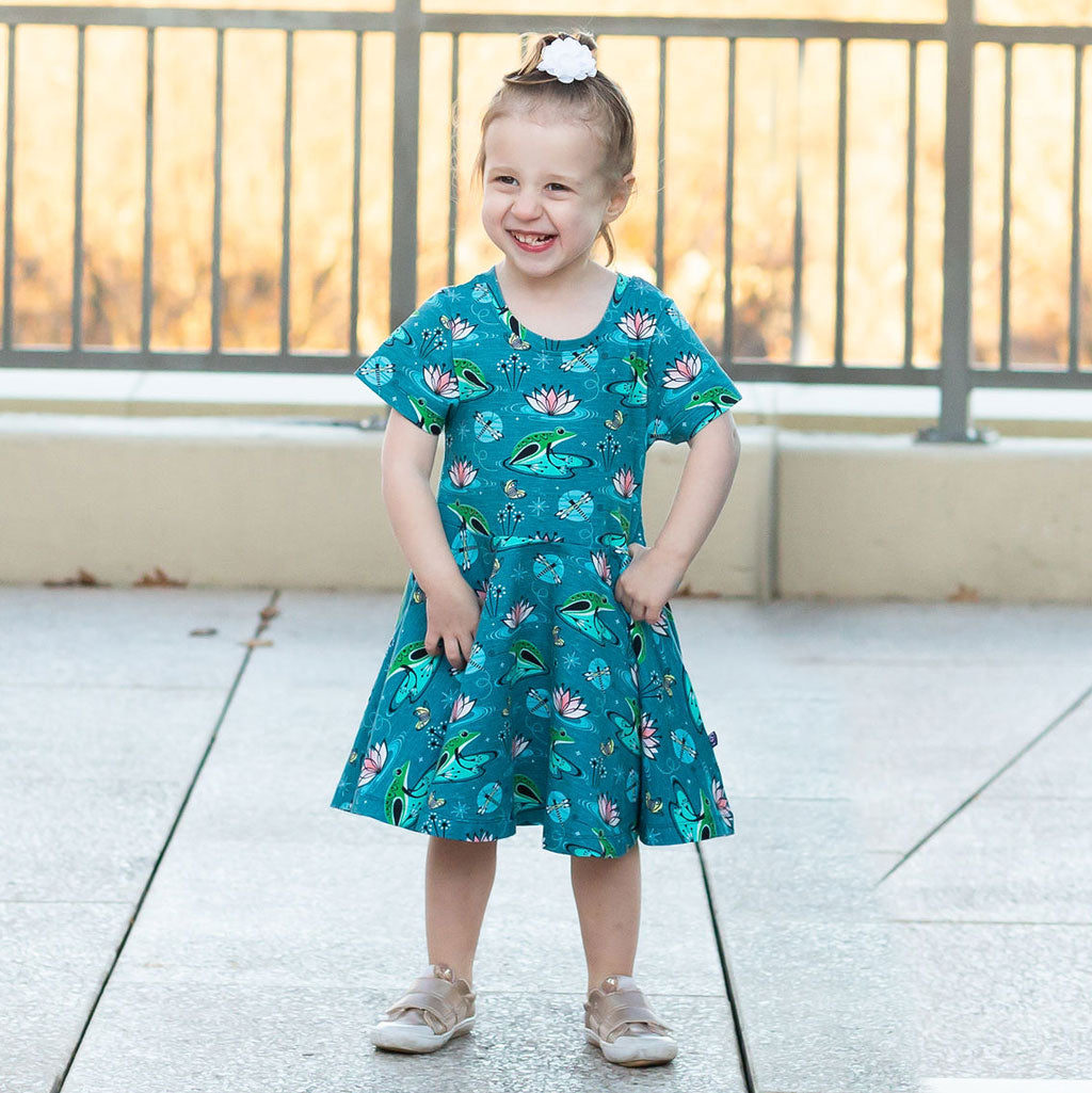 Princess Awesome & Boy Wonder Frogs Super Twirler Dress with Pockets — main product shot