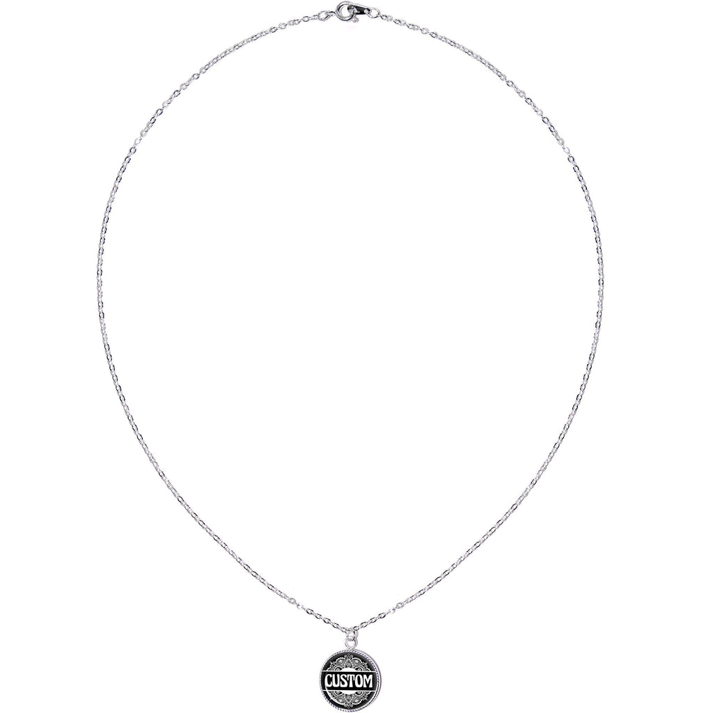 BodyCandy Custom Black Mandala Personalized Name Silver Plated Chain Necklace — Black detail