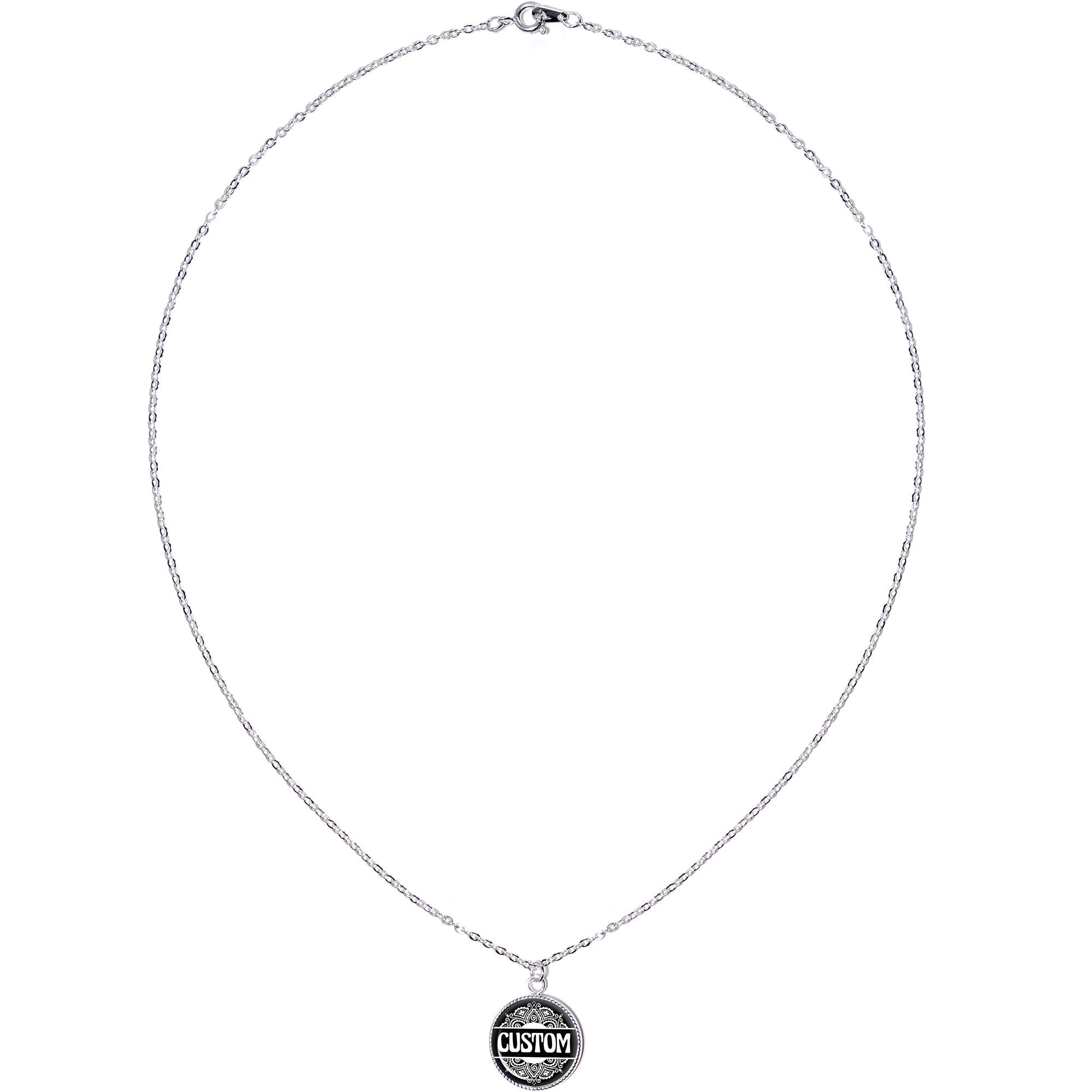 BodyCandy Custom Black Mandala Personalized Name Silver Plated Chain Necklace — Black detail