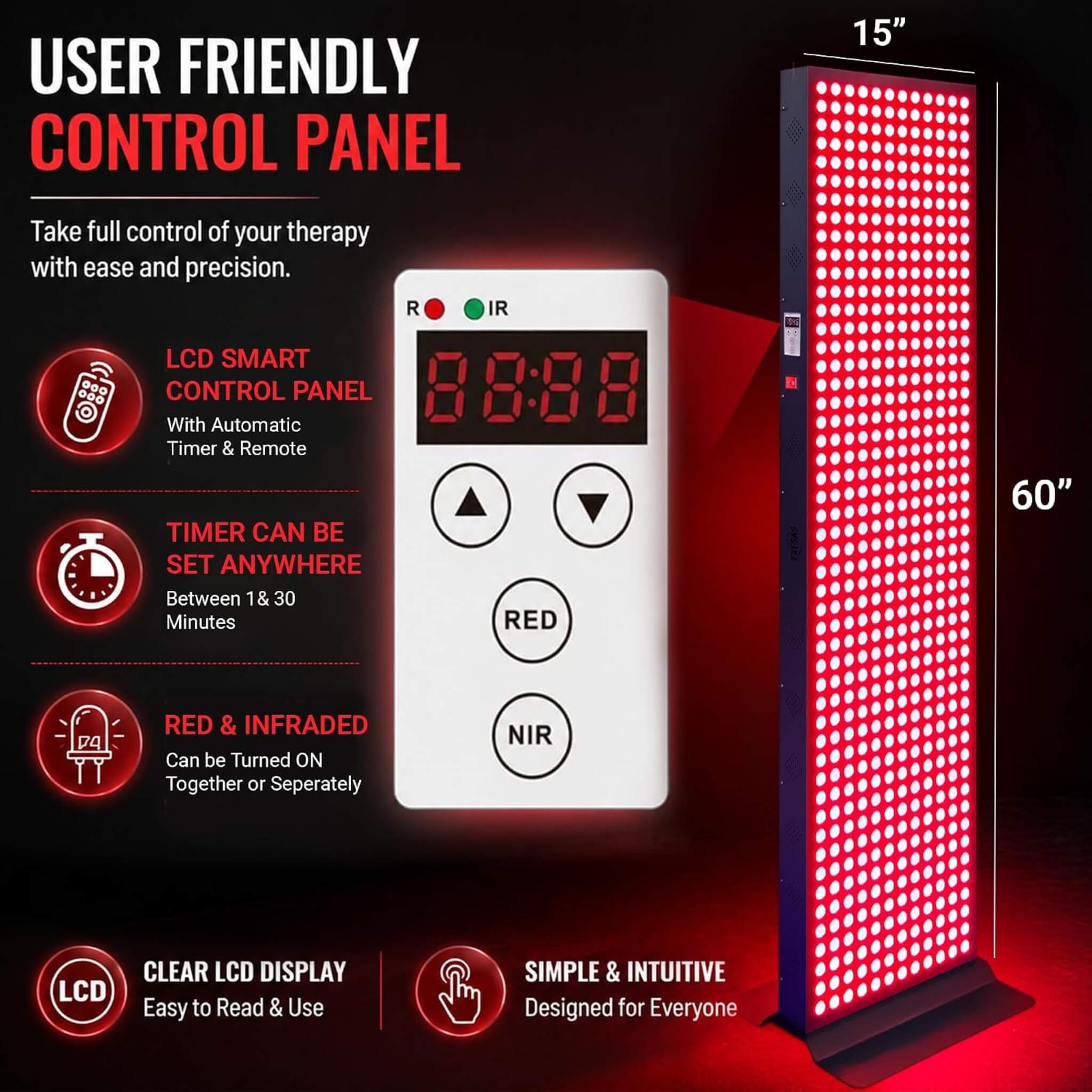 Full-Body Dual-Chip Clinical-Grade Red Light Therapy Panel (SAK63480) – SAKSBY WHOLESALE, view 5