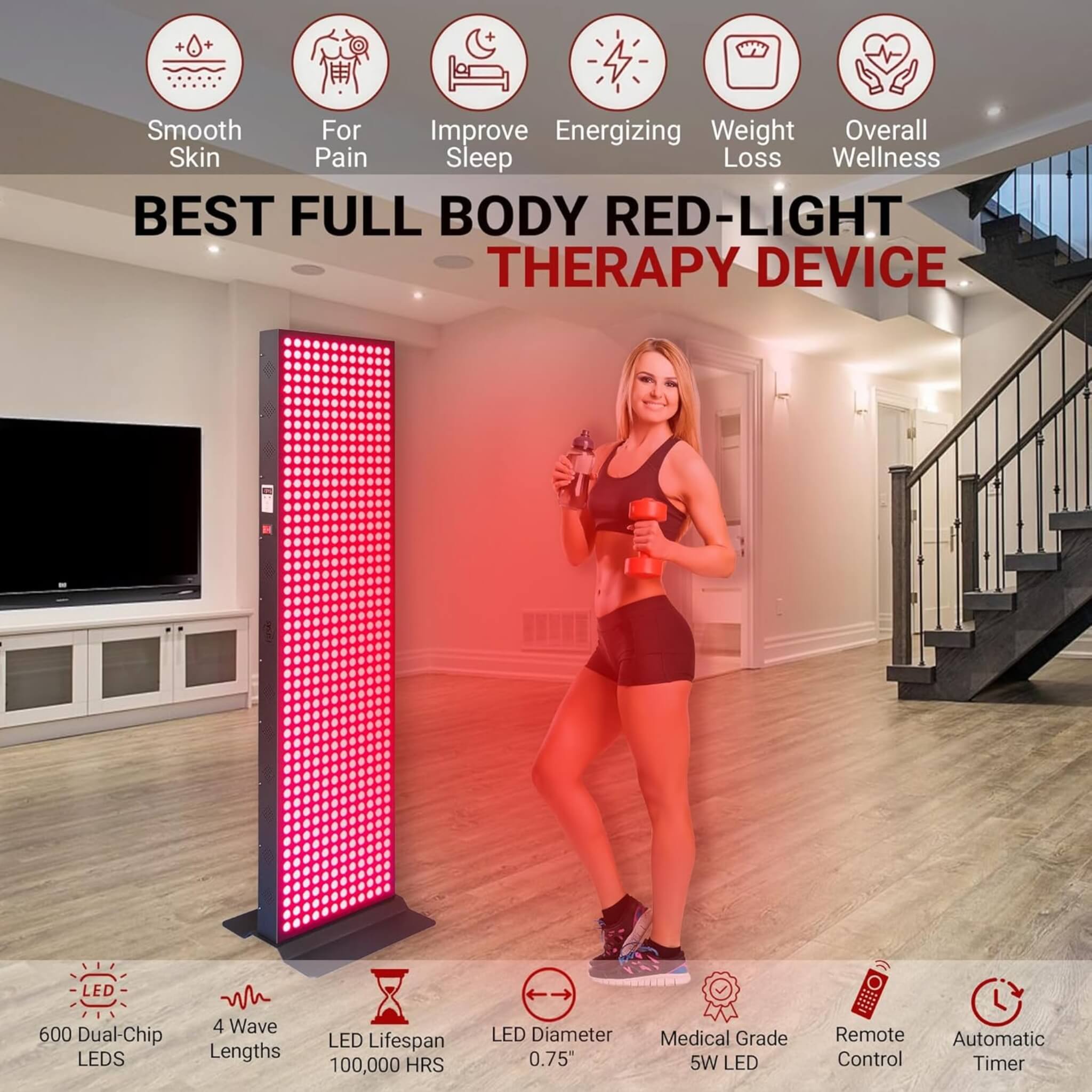 Full-Body Dual-Chip Clinical-Grade Red Light Therapy Panel (SAK63480) – SAKSBY WHOLESALE, view 6