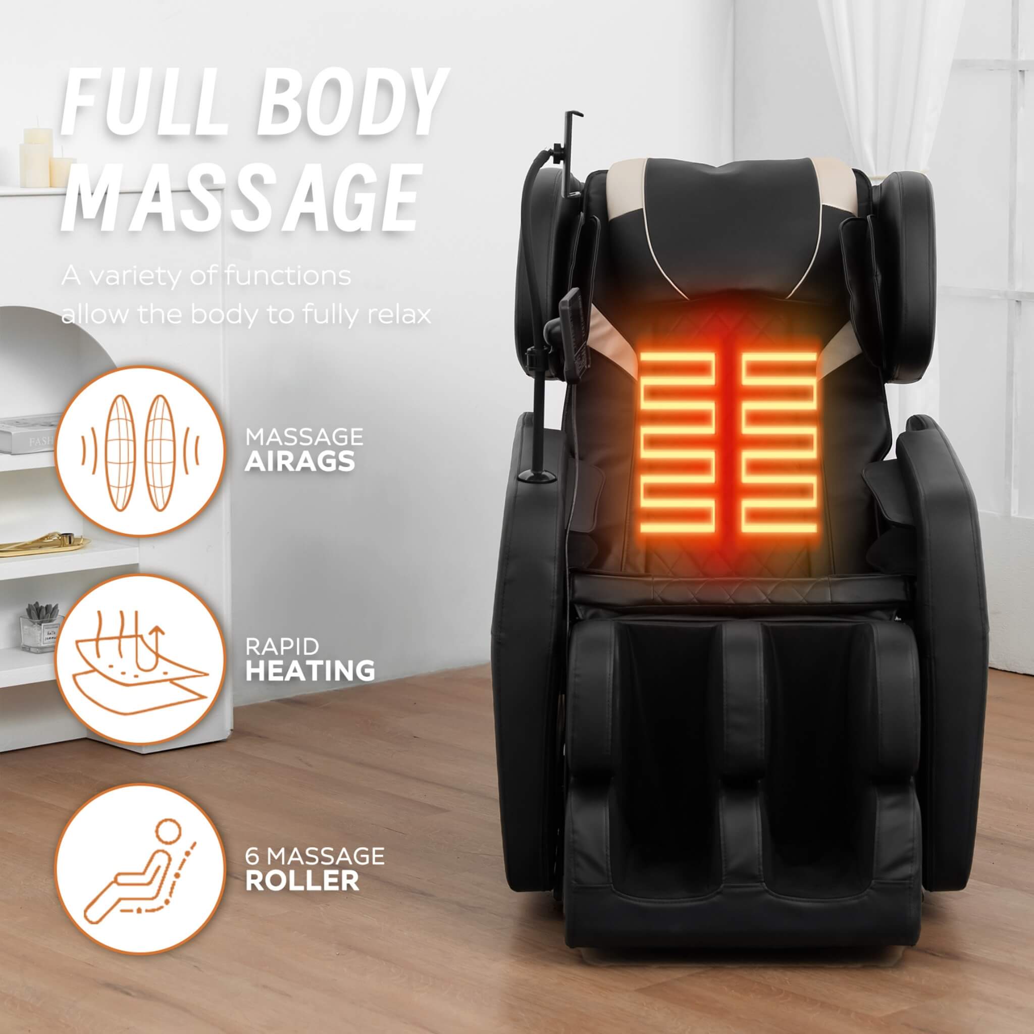 Airvana Nocturne Full-Body Zero-Gravity Massage Chair With Retractable Footrest (SAK40593) – SAKSBY WHOLESALE, view 6