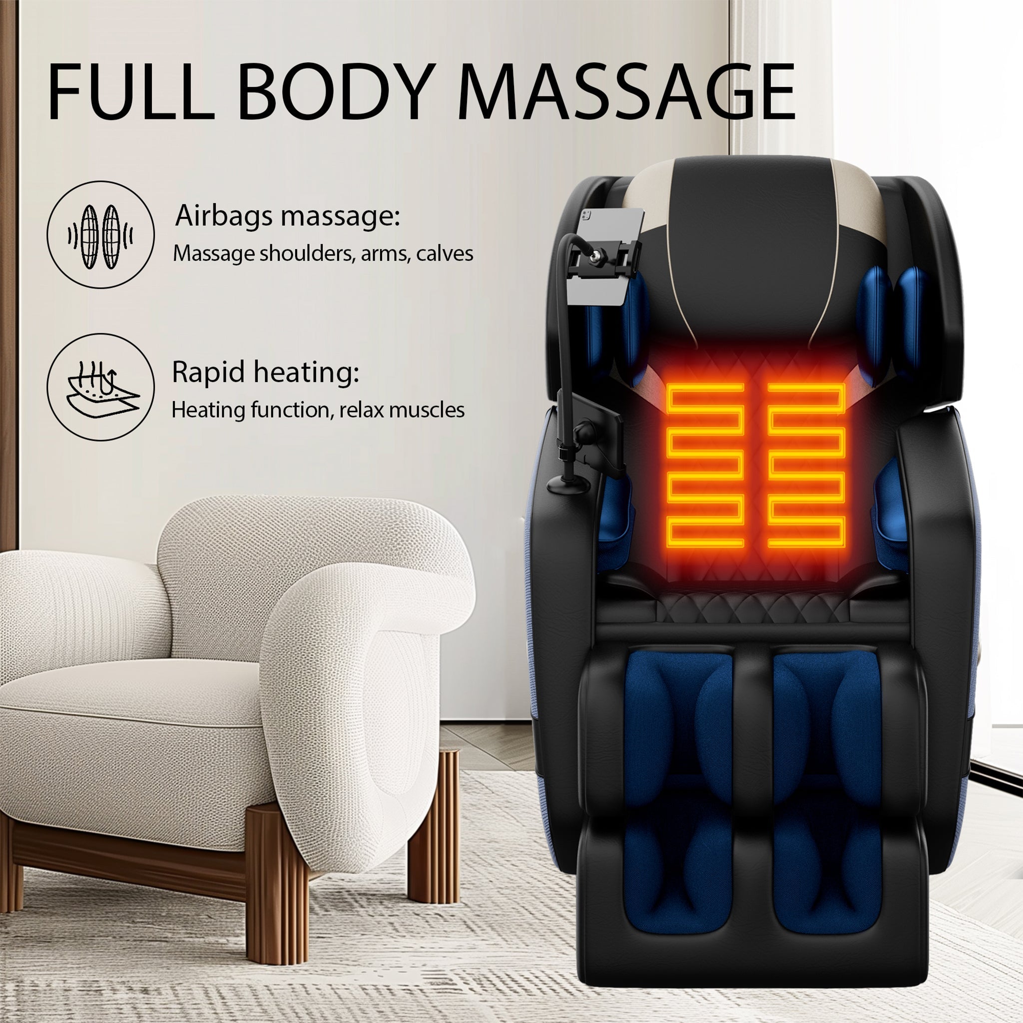 Airvana Imperium Full-Body Zero-Gravity Massage Recliner Chair With Ambient Lighting (SAK34591) – SAKSBY WHOLESALE, view 8