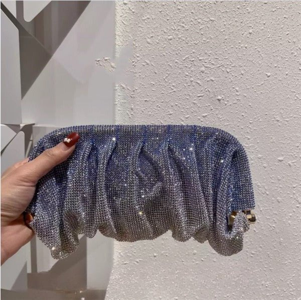Mariam's Collection Full of Diamond Pleated Clouds Dinner Bag One Shoulder Crossbody Clamp Women's… — detail shot 10