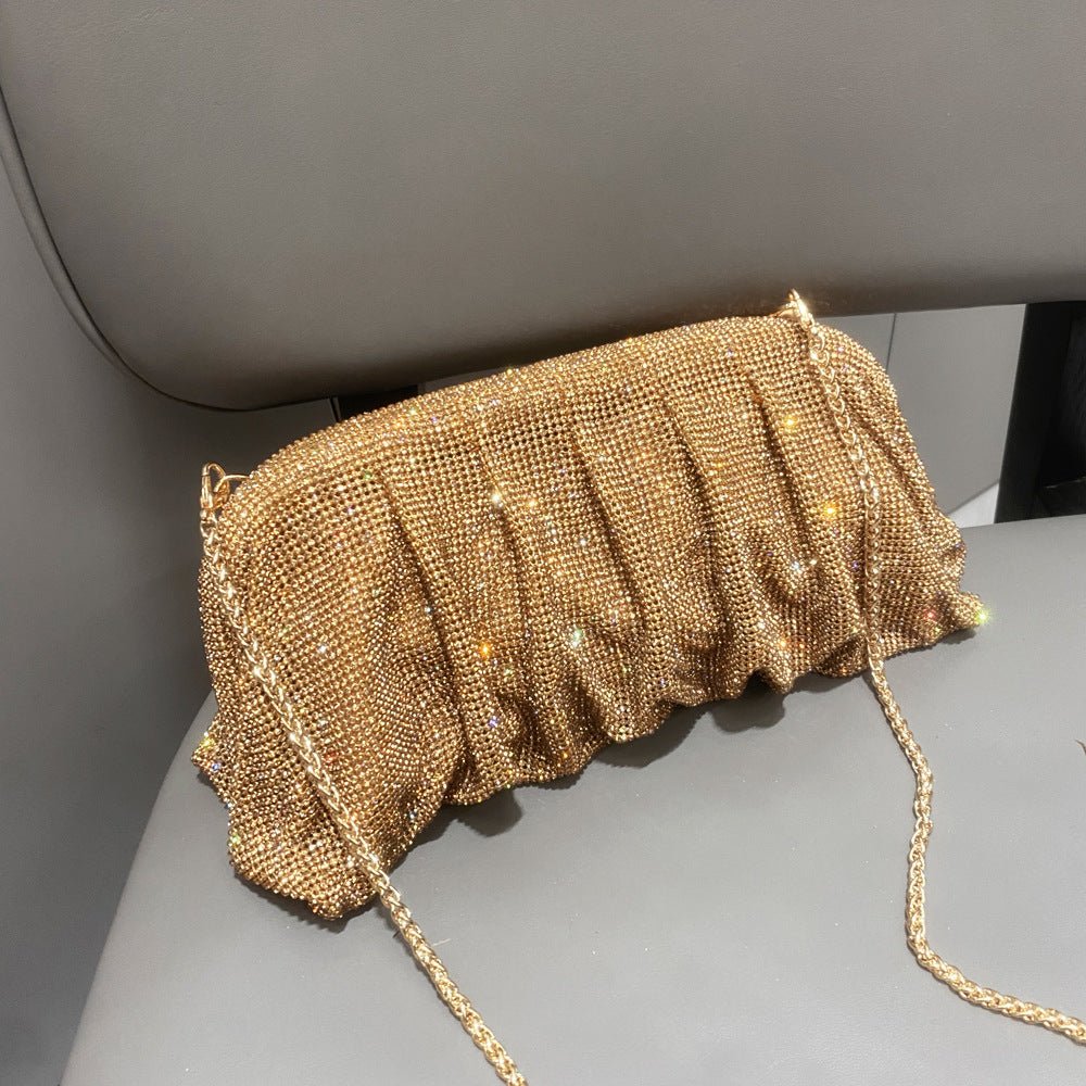 Mariam's Collection Full of Diamond Pleated Clouds Dinner Bag One Shoulder Crossbody Clamp Women's… — lifestyle context