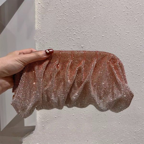 Mariam's Collection Full of Diamond Pleated Clouds Dinner Bag One Shoulder Crossbody Clamp Women's… — feature highlight