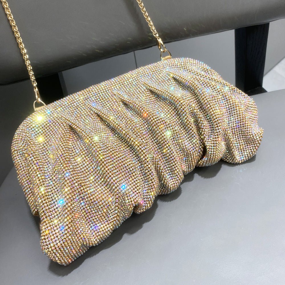 Mariam's Collection Full of Diamond Pleated Clouds Dinner Bag One Shoulder Crossbody Clamp Women's… — product category context