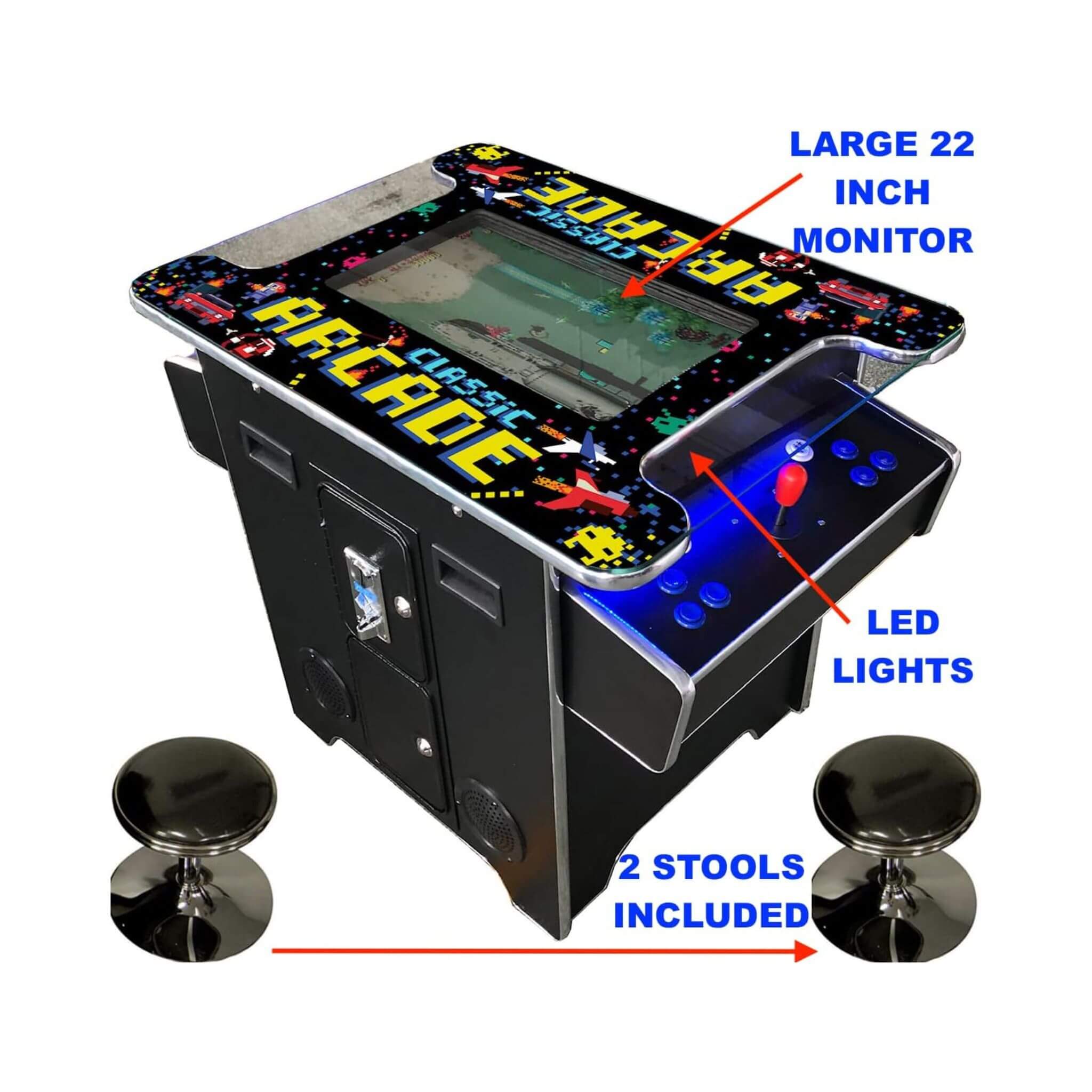 Full-Size Commercial-Grade 2-Player Retro Arcade Machine With 60 Games And Stools (SAK86197) – SAKSBY WHOLESALE, view 4