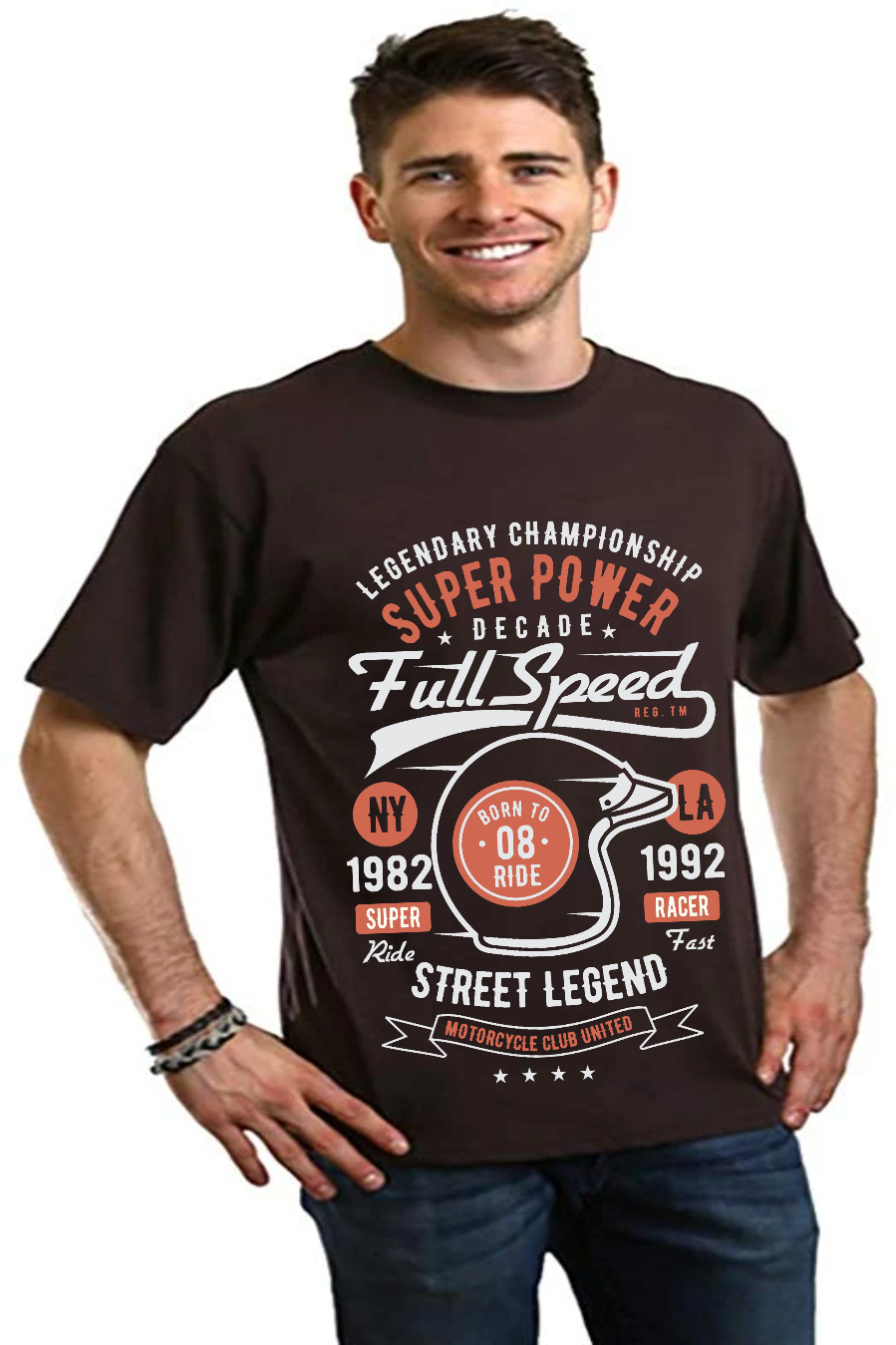 Spun Bamboo Full Speed Super Men's Bamboo Viscose/Organic Cotton Short Sleeve Graphic T-Shirt — back view