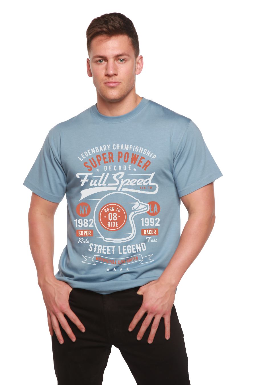 Spun Bamboo Full Speed Super Men's Bamboo Viscose/Organic Cotton Short Sleeve Graphic T-Shirt — side view