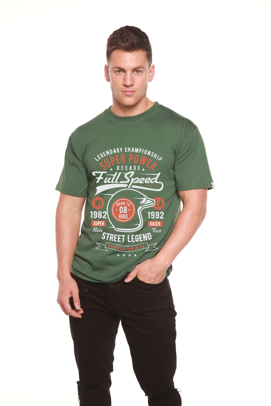 Spun Bamboo Full Speed Super Men's Bamboo Viscose/Organic Cotton Short Sleeve Graphic T-Shirt — comparison shot