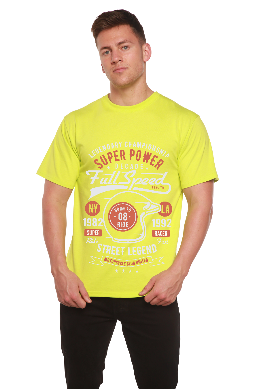 Spun Bamboo Full Speed Super Men's Bamboo Viscose/Organic Cotton Short Sleeve Graphic T-Shirt — packaging