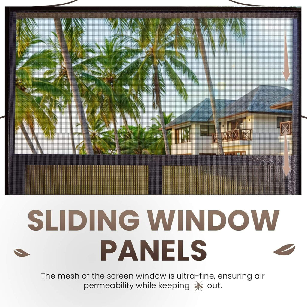 Alora Terrace Fully-Enclosed Outdoor Black Sunroom With Lockable Sliding Doors And Galvanized Double Steel Roof (SAK81634) – 