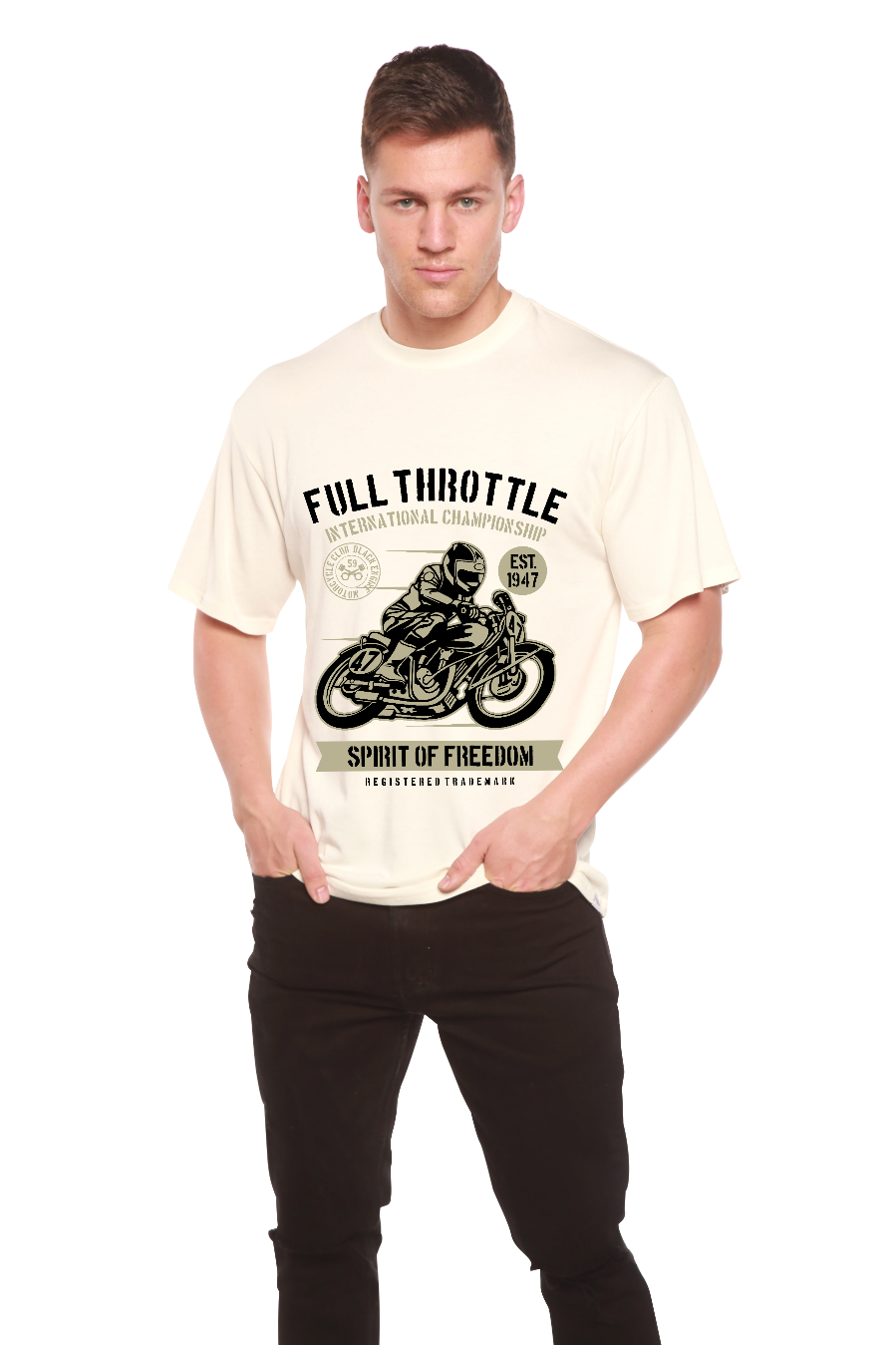 Spun Bamboo Fuul Throttle Men's Bamboo Viscose/Organic Cotton Short Sleeve Graphic T-Shirt — back view