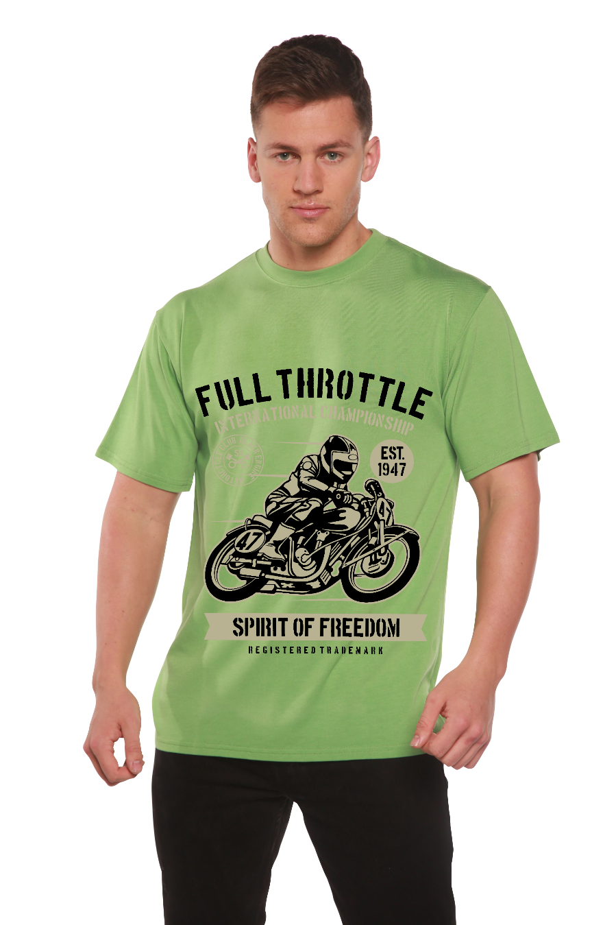 Spun Bamboo Fuul Throttle Men's Bamboo Viscose/Organic Cotton Short Sleeve Graphic T-Shirt — size reference