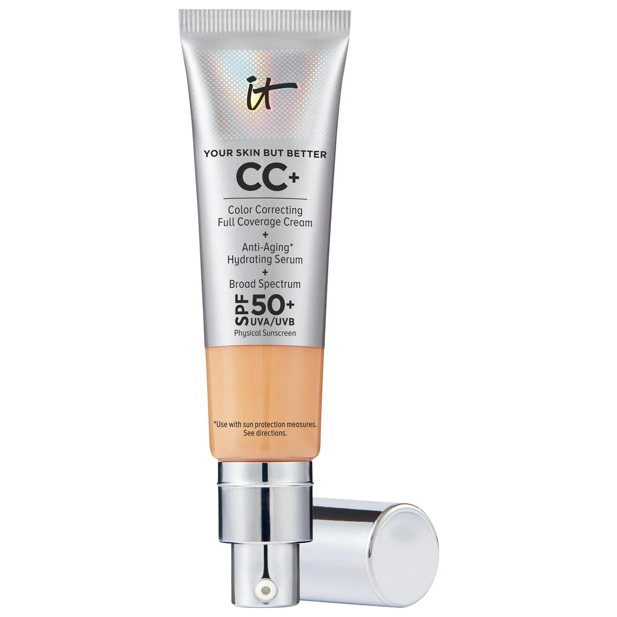 IT Cosmetics CC+ Cream: Full Coverage Color Correcting Foundation with SPF 50+ - Anti-Aging, Hydrating, and Flawless Complexion