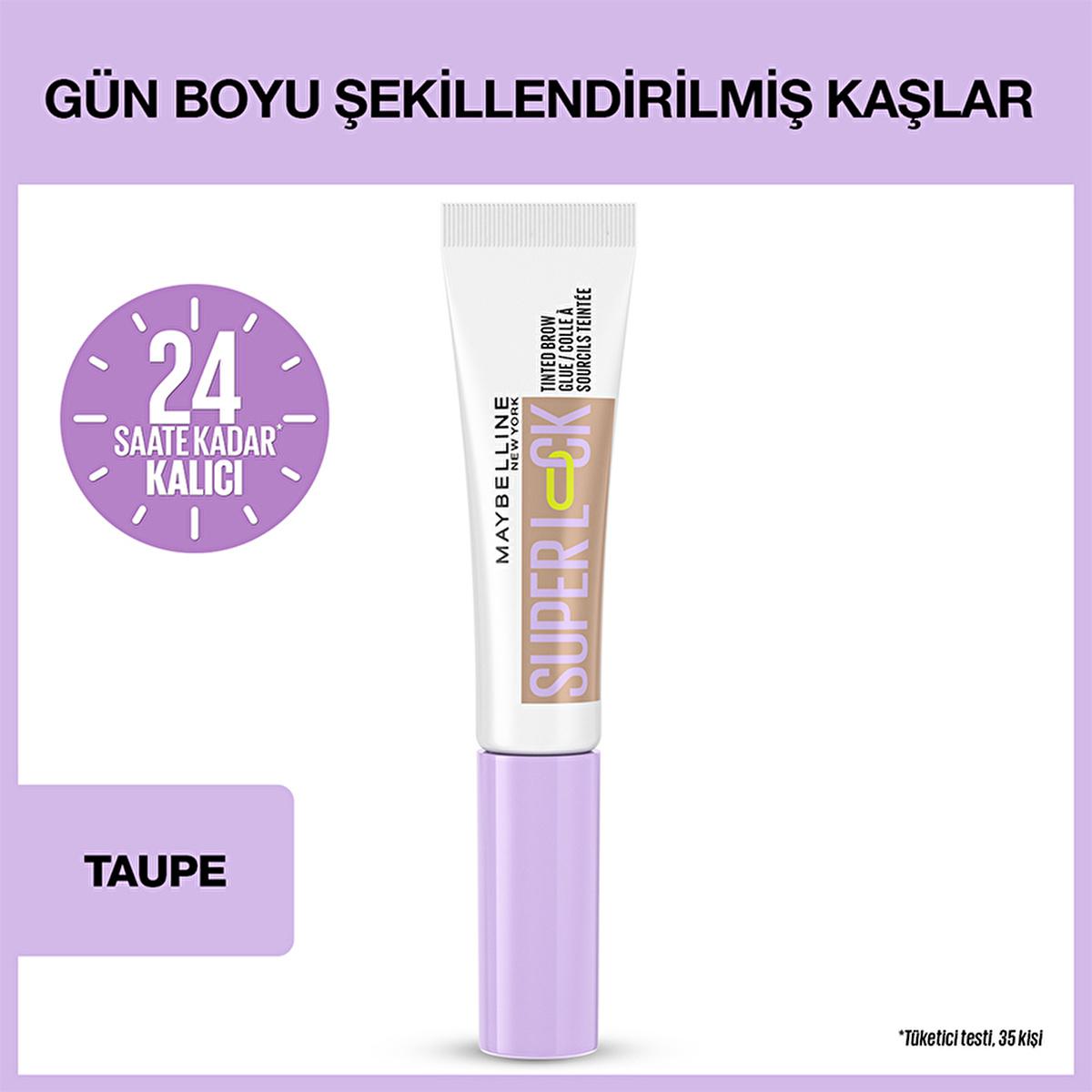 Maybelline Super Lock Brow Glue - Taupe Eyebrow Mascara: 24H Laminated Brow Look, Non-Sticky Formula, Sweat-Resistant Definition