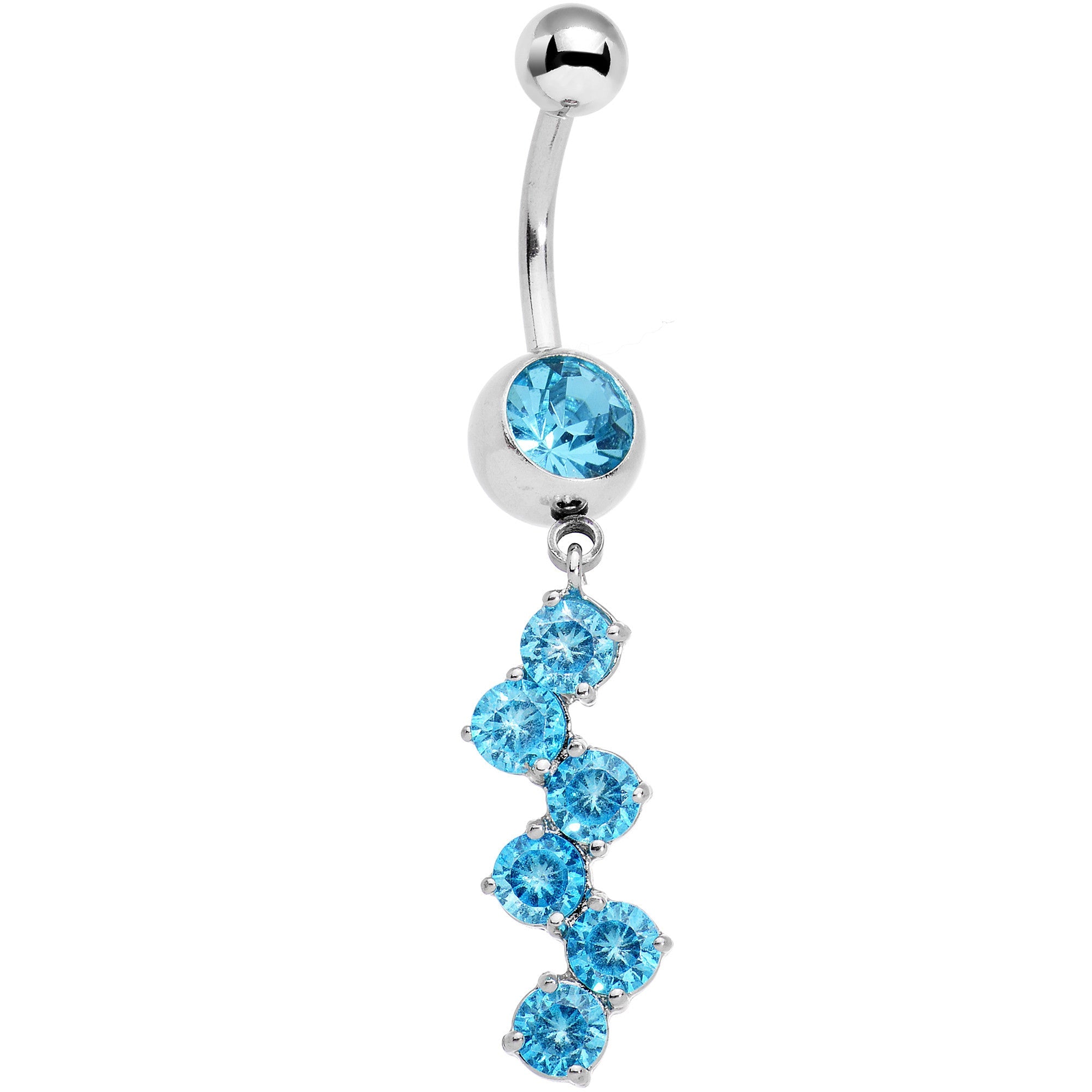 BodyCandy Aqua Gem Zig Zag Dangle Belly Ring — main product shot