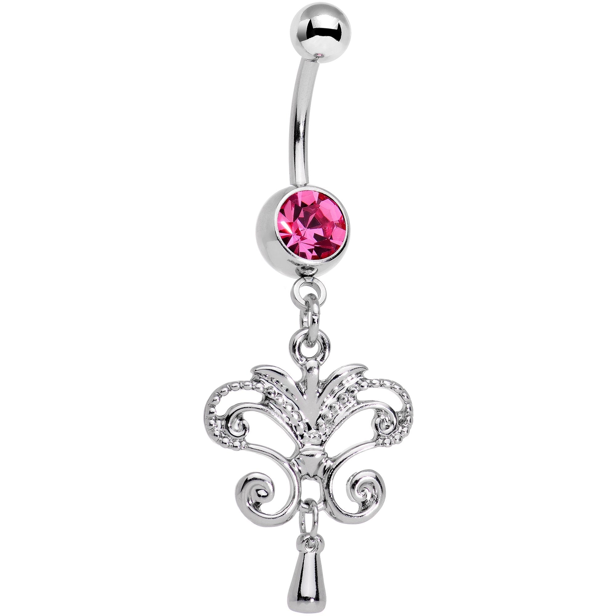 BodyCandy Pink Gem Chandelier Double Dangle Belly Ring — main product shot