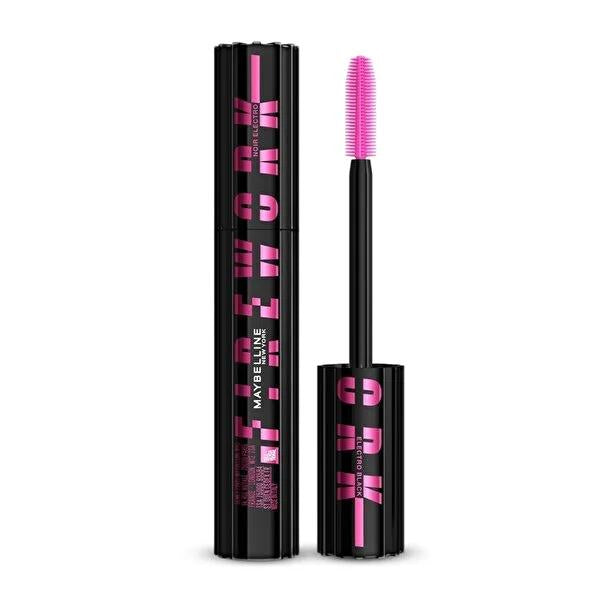 Maybelline Lash Sensational Firework Electroblack Mascara: Dramatic Volume, Length & Smudge-Proof Black Mascara for Sensational Eyes