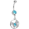 BodyCandy Blue Gem CZ Butterfly Halo Dangle Belly Ring — main product shot
