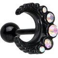 BodyCandy Auora Gem Encrusted Black Crescent Moon Stud Cartilage Earring — main product shot