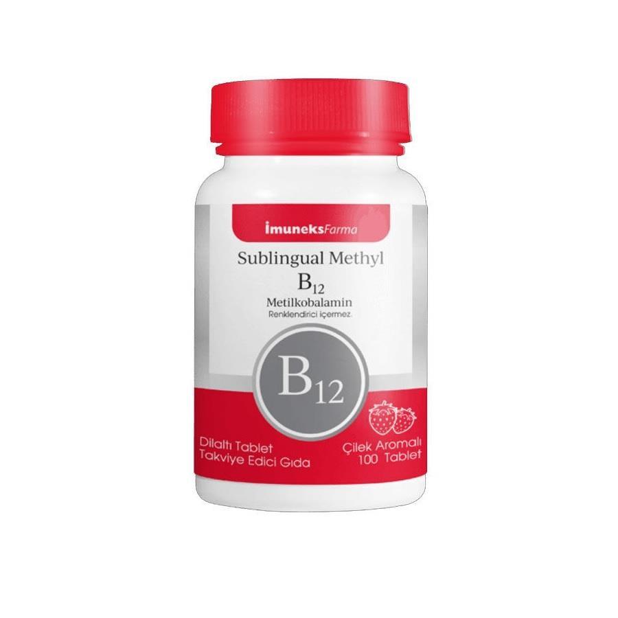 İmuneks Farma Sublingual Methyl B12 100 Tablets - Vitamin B12 Supplement for Energy & Nerve Health