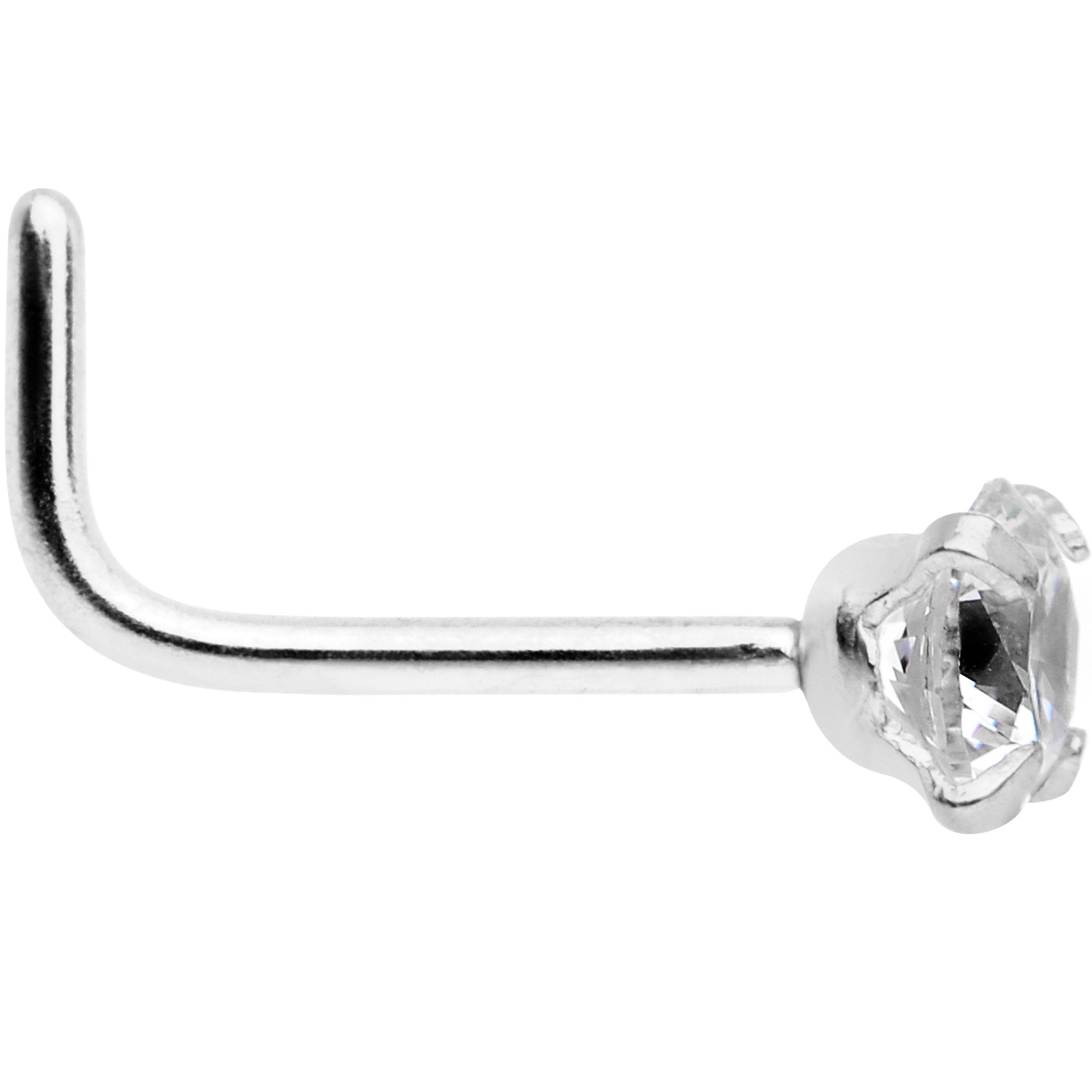 BodyCandy 20G 1/4 Clear 3mm CZ Gem Steel L-Shape Nose Ring — lifestyle context