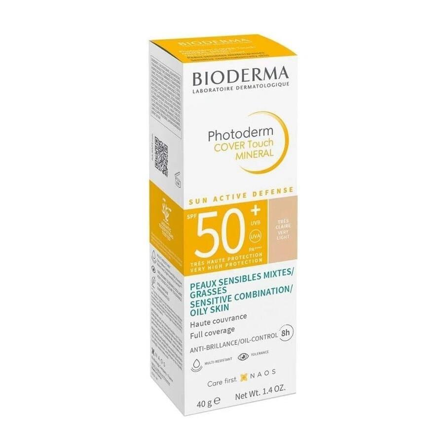 Bioderma Photoderm COVER Touch SPF50+ Very Light: High Protection Tinted Mineral Sunscreen for Sensitive Skin, Facial Sunscreen, 40gr