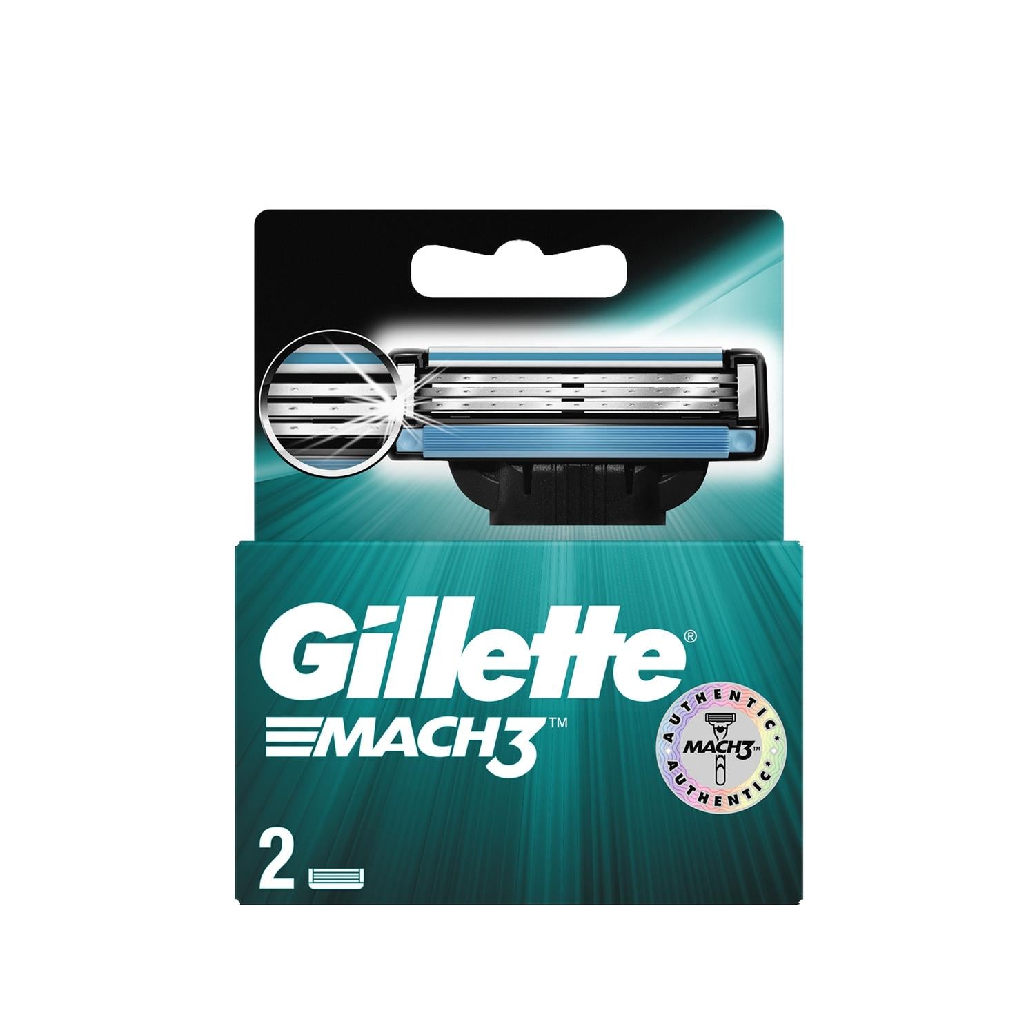 Gillette Mach3 Razor Blades - Pack of 2, Compatible Replacement Blades for Men's Grooming