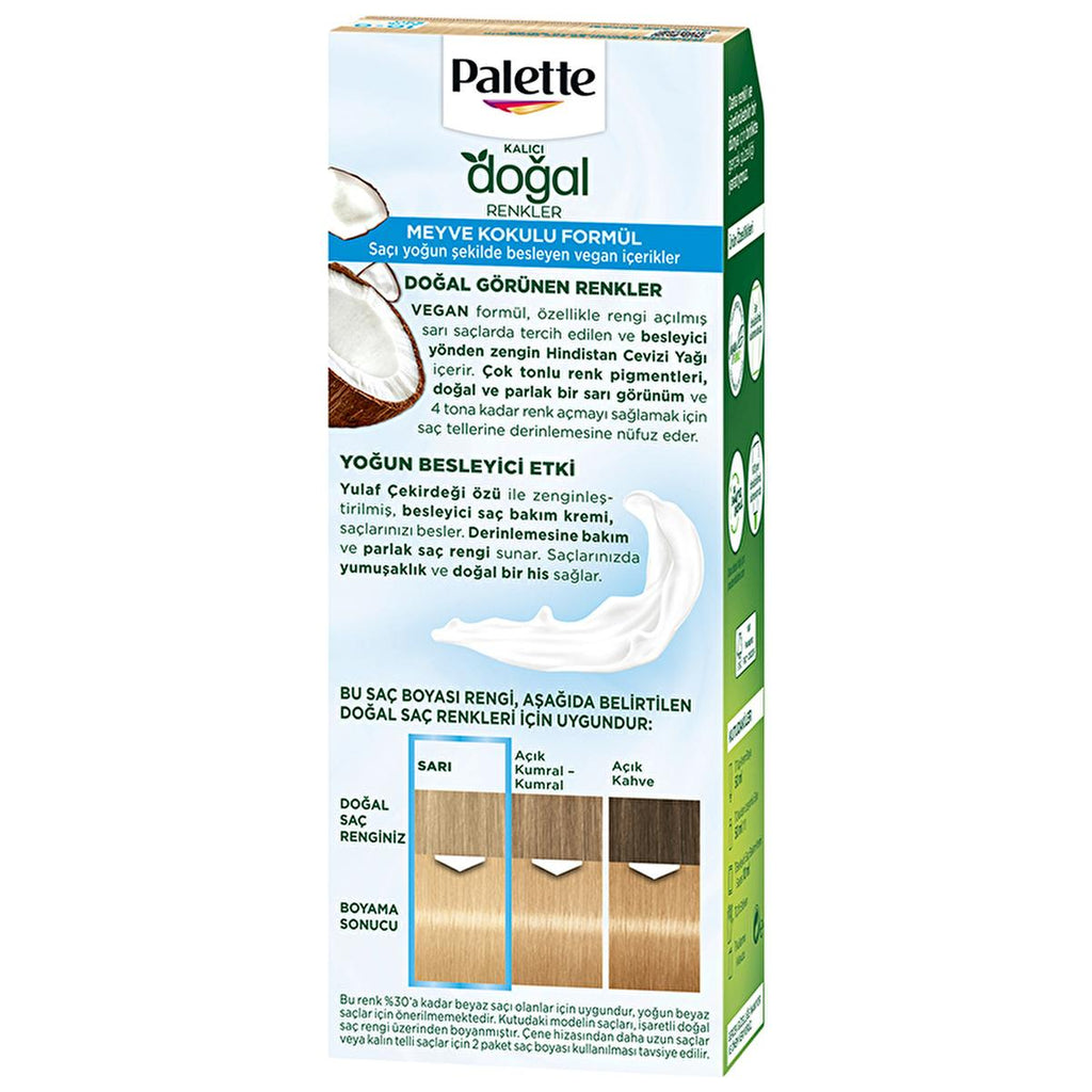 Palette Natural Light Blonde Hair Dye 10-0 - Permanent, Natural Ingredients Enriched Formula