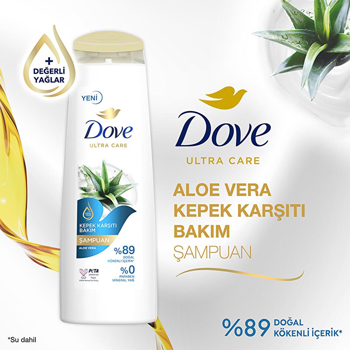 Dove Ultra Care Aloe Vera Anti-Dandruff Shampoo: Soothe Itchy, Dry Scalp & Eliminate Flakes with Natural Tea Tree Oil - Vegan & Paraben Free