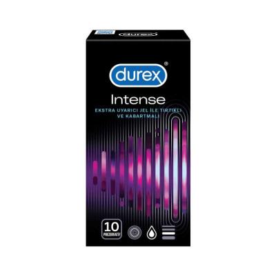 Durex Intense Condoms - 10 Pack, Enhanced Sensation for Intimate Protection & Pleasure