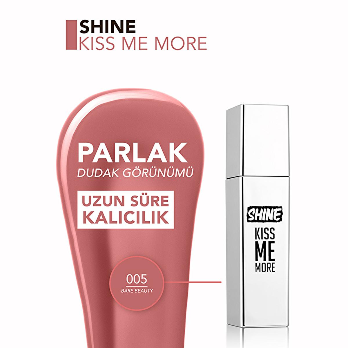 Flormar Liquid Lipstick - Shine Kiss Me More, Long-Lasting & Moisturizing Lip Color with Hyaluronic Acid & Murumuru Oil