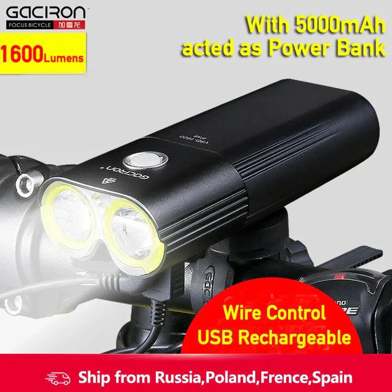 GACIRON 400-1800 Lumens Bicycle Front Light USB Rechargeable Cycling Headlight Flashlight MTB Road Bike Waterproof LED Head Lamp