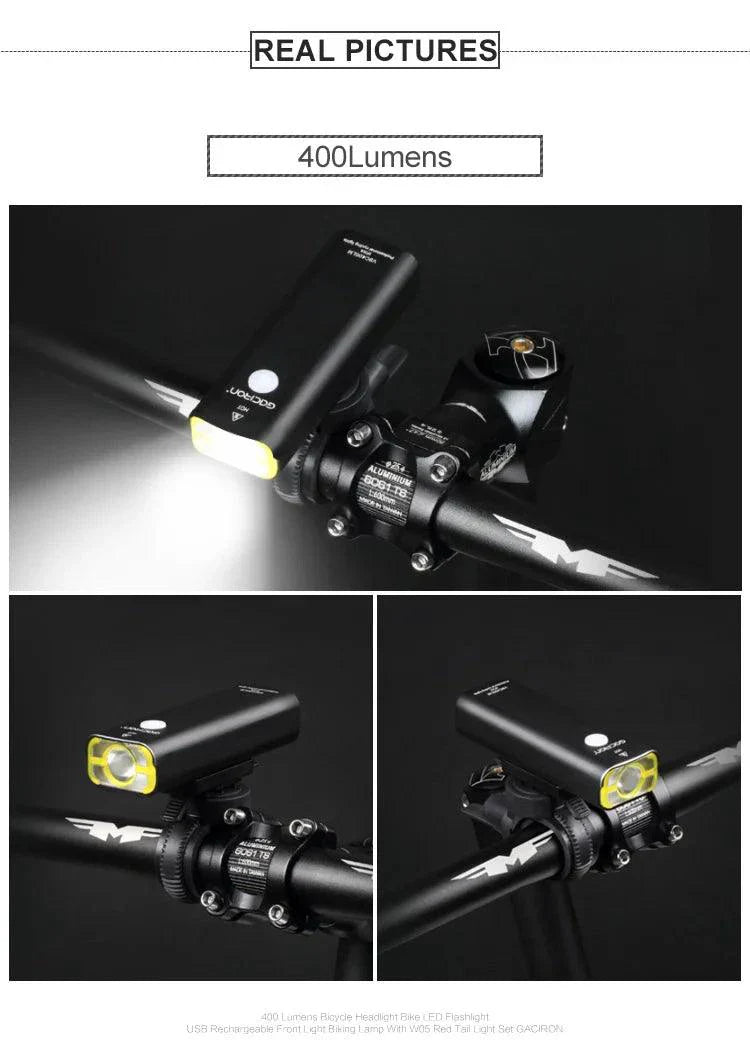 GACIRON 400-1800 Lumens Bicycle Front Light USB Rechargeable Cycling Headlight Flashlight MTB Road Bike Waterproof LED Head Lamp