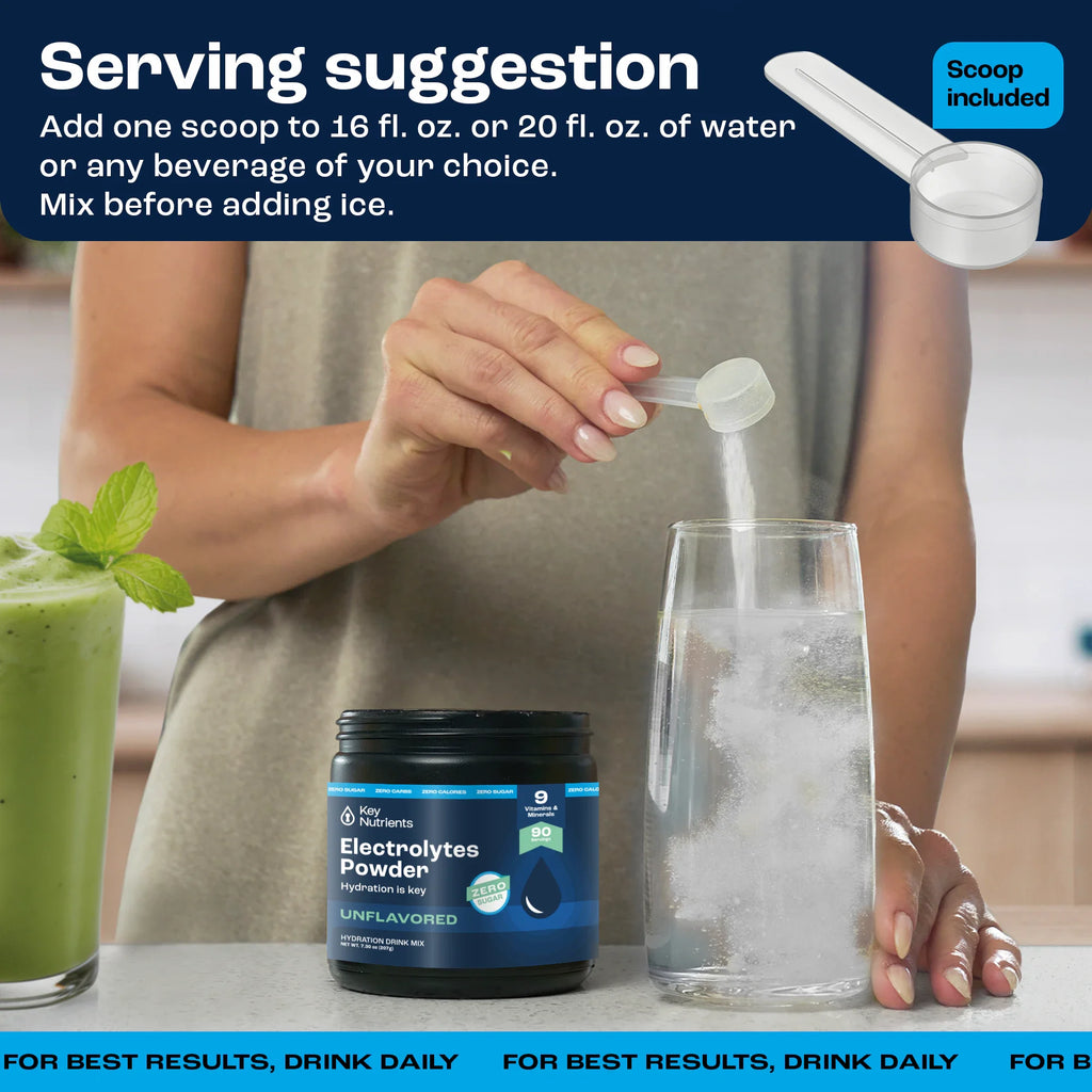 Key Nutrients Electrolyte Recovery Plus Powder (Sugar-Free) — product on model