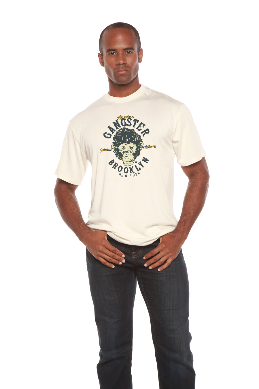 Spun Bamboo Gangster Brooklyn Men's Bamboo Viscose/Organic Cotton Short Sleeve Graphic T-Shirt — color detail