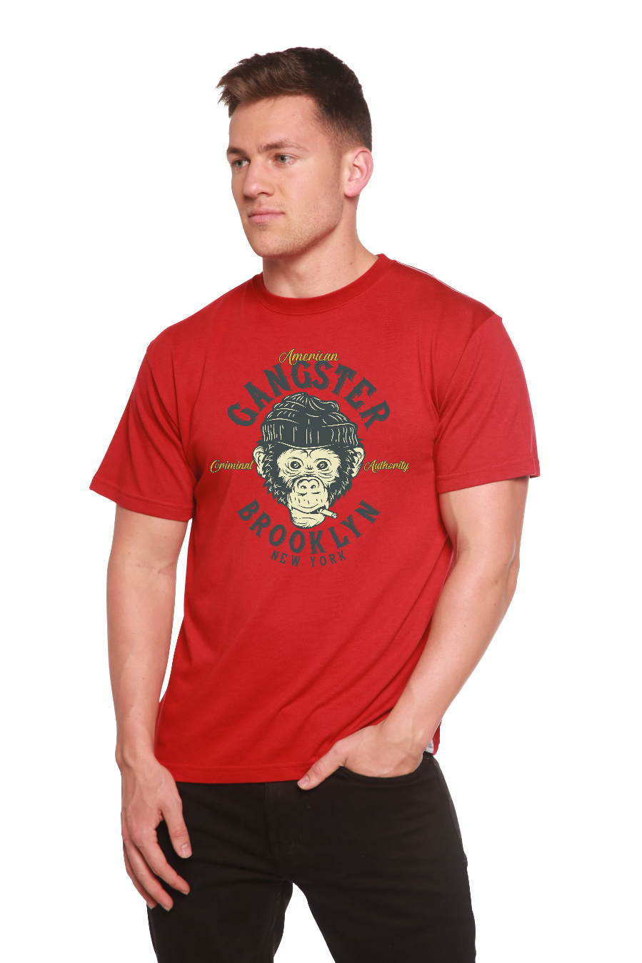 Spun Bamboo Gangster Brooklyn Men's Bamboo Viscose/Organic Cotton Short Sleeve Graphic T-Shirt — main product shot