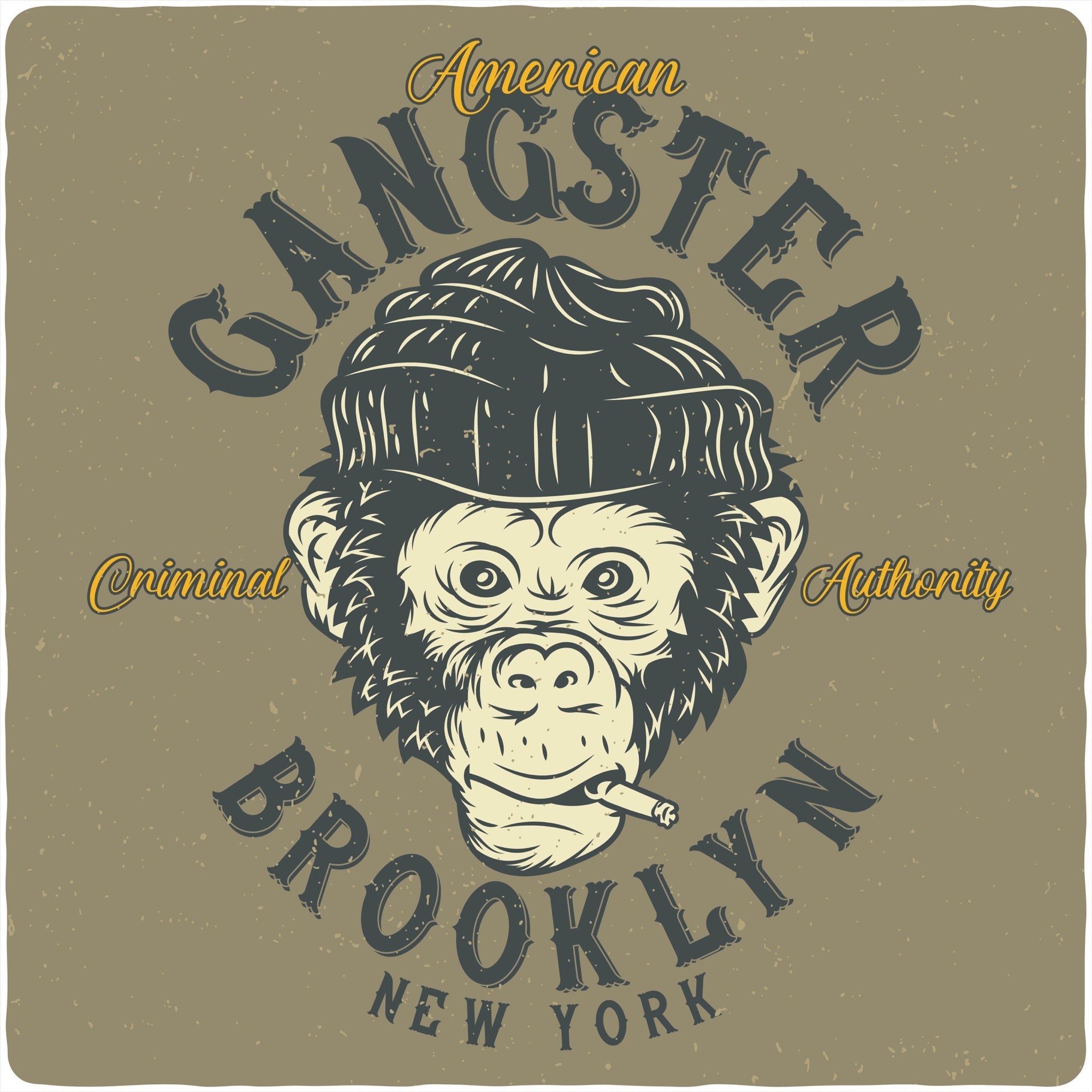 Spun Bamboo Gangster Brooklyn Men's Bamboo Viscose/Organic Cotton Short Sleeve Graphic T-Shirt — detail close-up