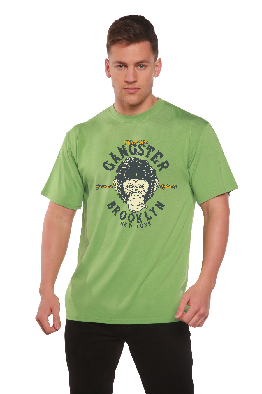 Spun Bamboo Gangster Brooklyn Men's Bamboo Viscose/Organic Cotton Short Sleeve Graphic T-Shirt — side view