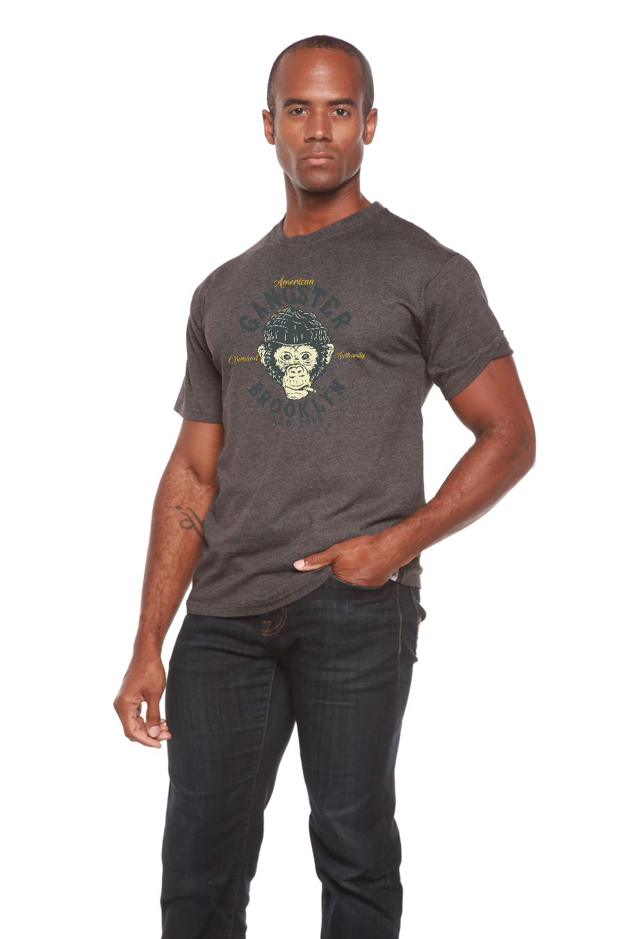 Spun Bamboo Gangster Brooklyn Men's Bamboo Viscose/Organic Cotton Short Sleeve Graphic T-Shirt — back view