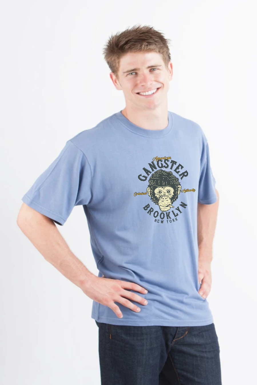 Spun Bamboo Gangster Brooklyn Men's Bamboo Viscose/Organic Cotton Short Sleeve Graphic T-Shirt — alternative angle