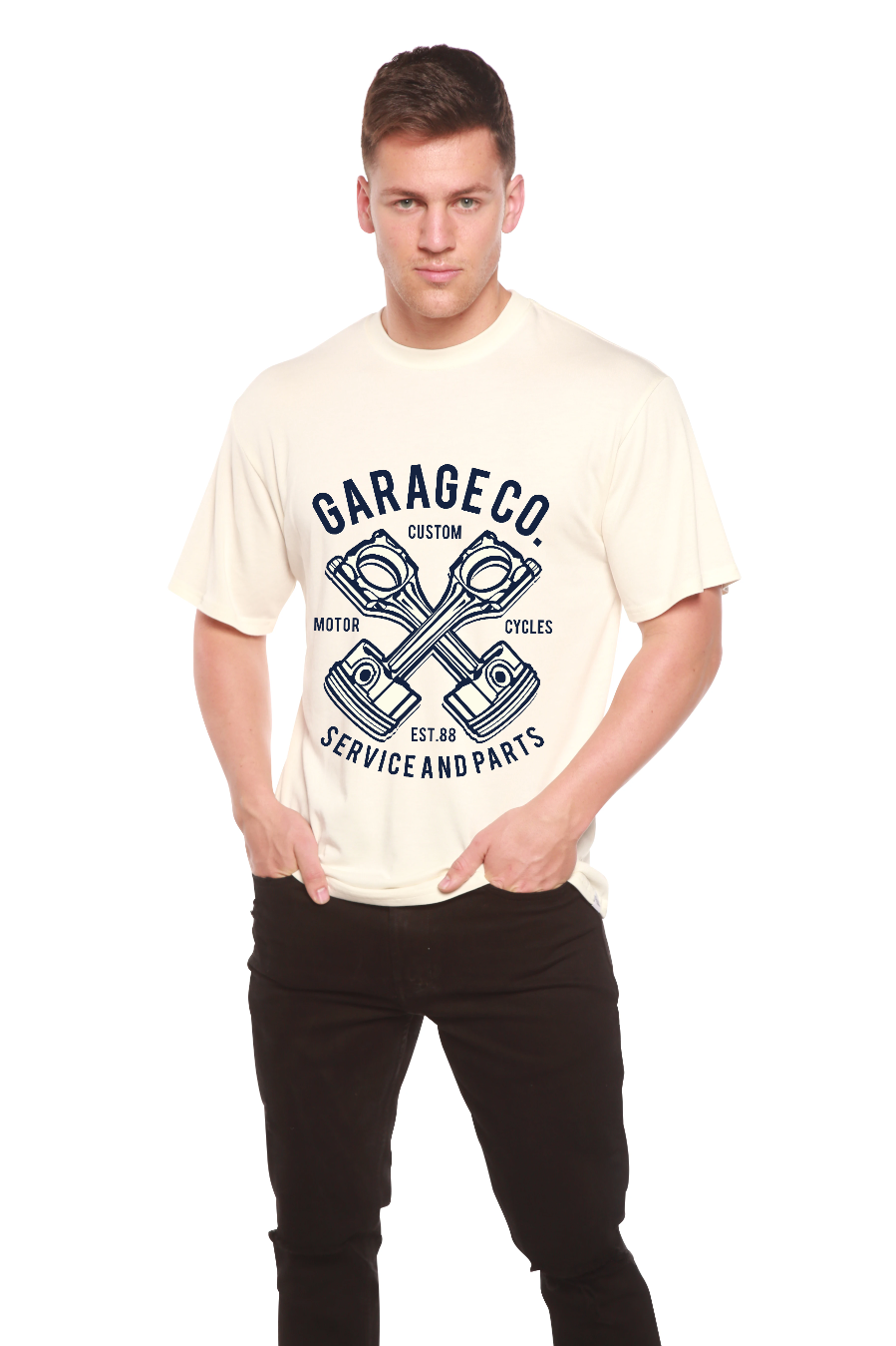 Spun Bamboo Garage Co Men's Bamboo Viscose/Organic Cotton Short Sleeve Graphic T-Shirt — back view