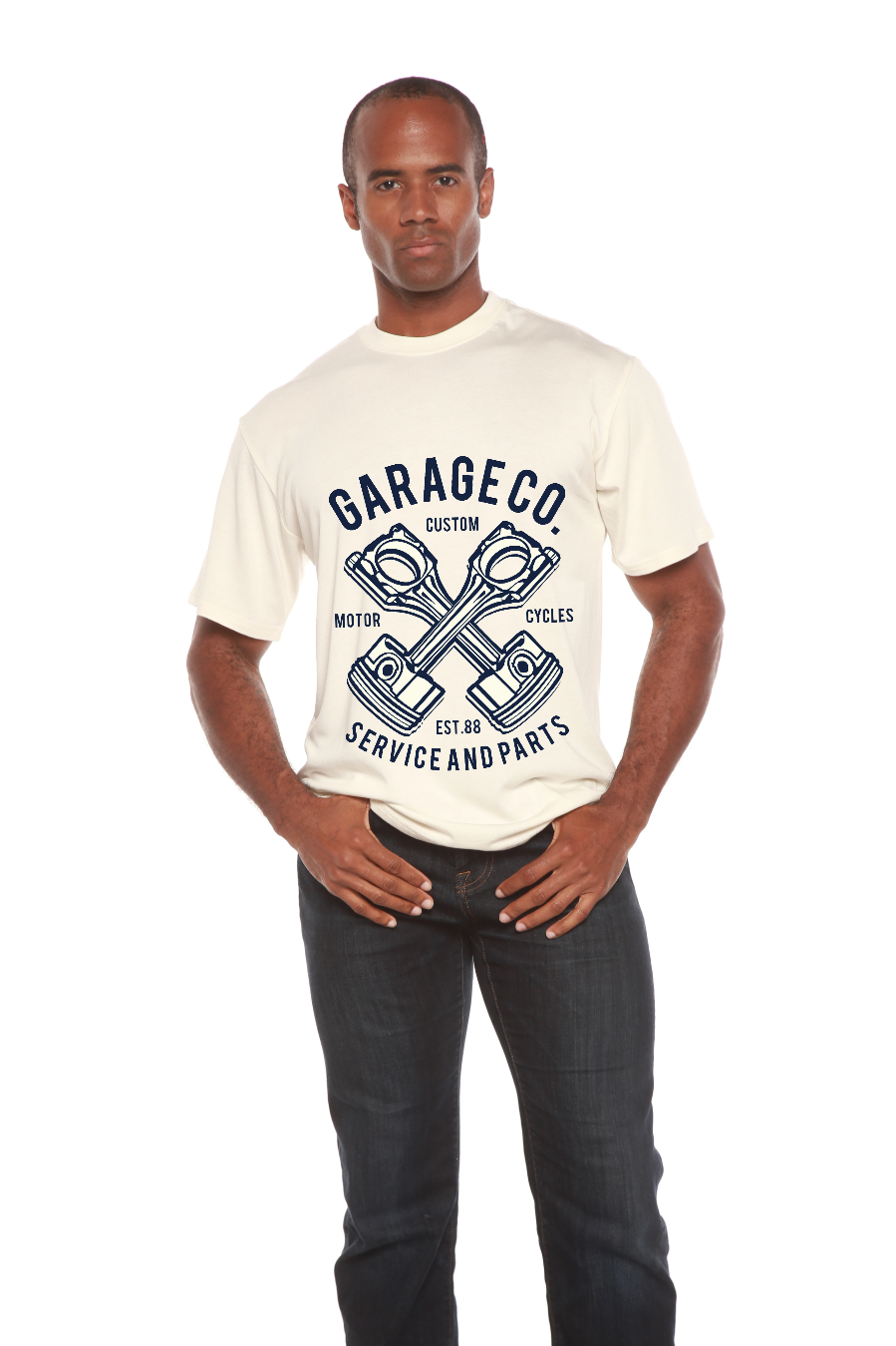 Spun Bamboo Garage Co Men's Bamboo Viscose/Organic Cotton Short Sleeve Graphic T-Shirt — size reference