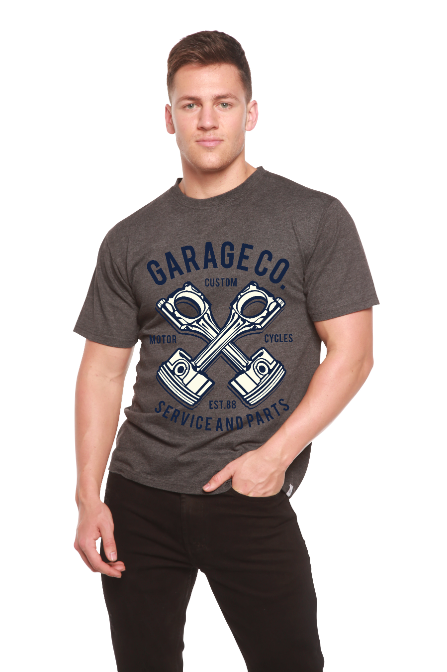 Spun Bamboo Garage Co Men's Bamboo Viscose/Organic Cotton Short Sleeve Graphic T-Shirt — alternative angle