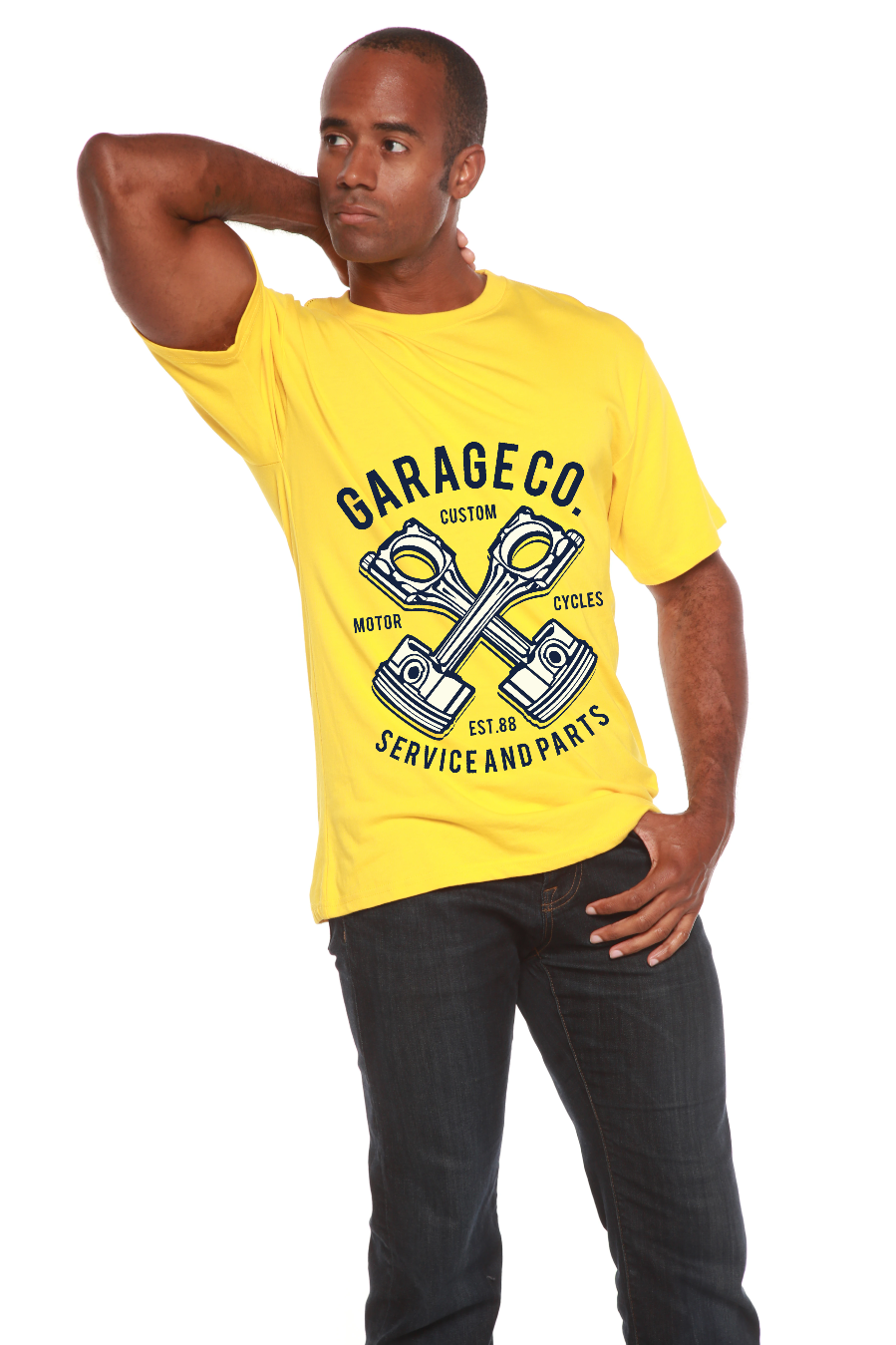 Spun Bamboo Garage Co Men's Bamboo Viscose/Organic Cotton Short Sleeve Graphic T-Shirt — in-use photo
