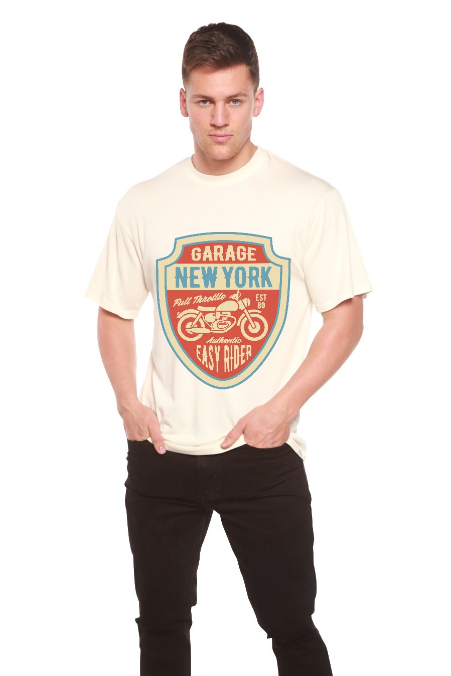 Spun Bamboo Garage New York Men's Bamboo Viscose/Organic Cotton Short Sleeve Graphic T-Shirt — alternative angle