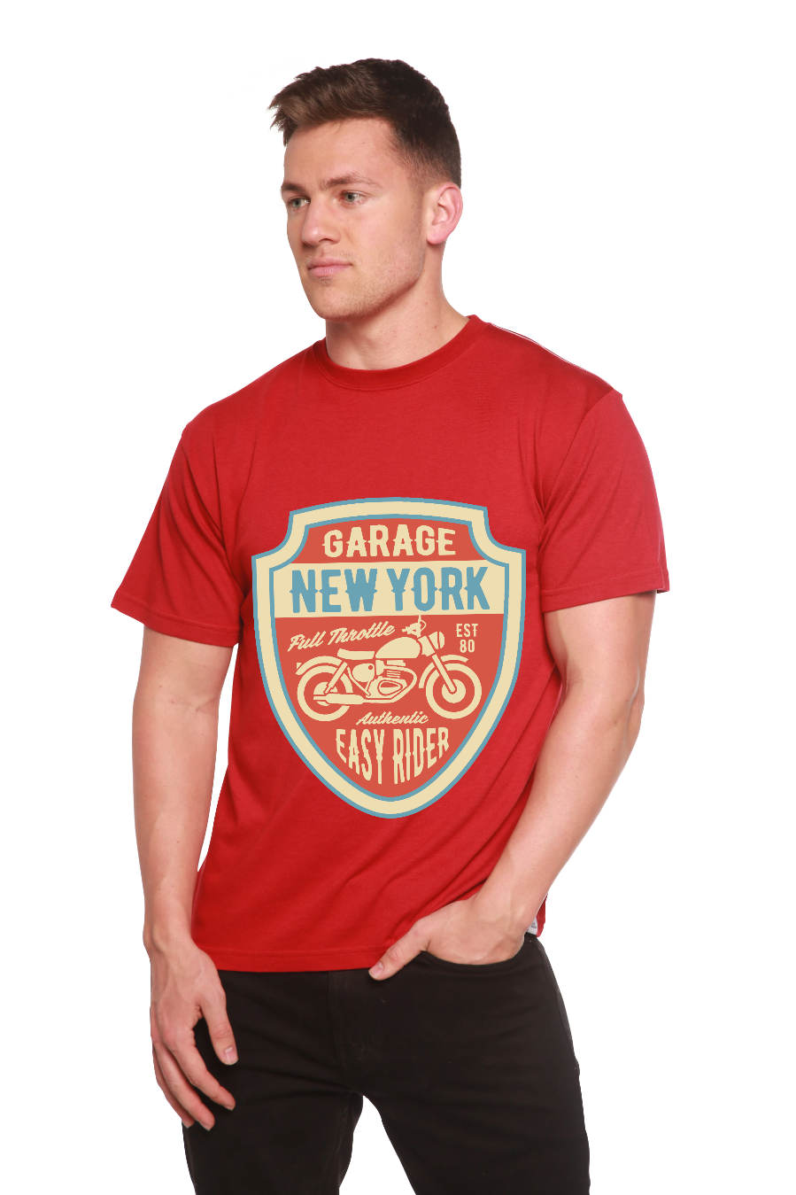 Spun Bamboo Garage New York Men's Bamboo Viscose/Organic Cotton Short Sleeve Graphic T-Shirt — main product shot